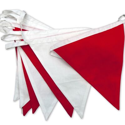 Rote und weiße Wimpelkette - 100 % Baumwolle - 5 Meter