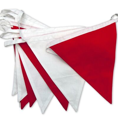 Banderines rojos y blancos - 100% algodón - 5 metros