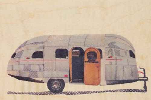 Carte postale en bois - travel caravan