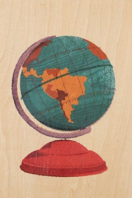 Carte postale en bois - travel globe