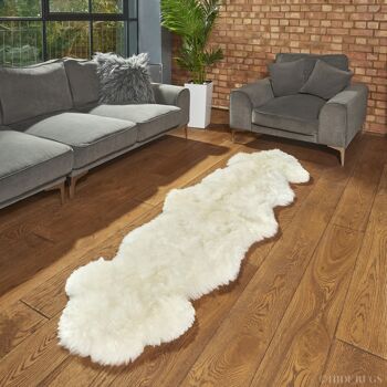 Tapis en peau de mouton britannique Double Runner Ivoire naturel 1