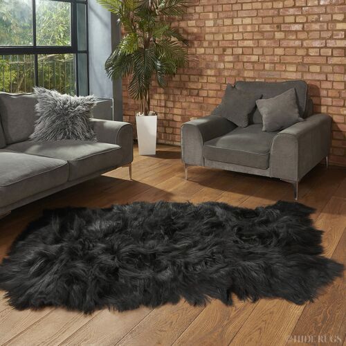 Icelandic Sheepskin Rug Triple Natural Black