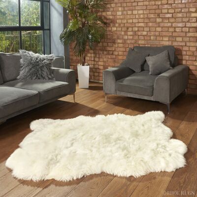 Tapis en peau de mouton britannique triple ivoire naturel