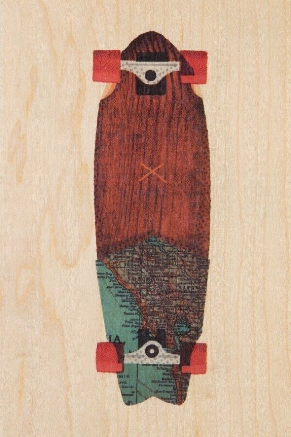 Wooden postcard - travel skate