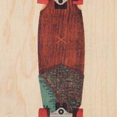 Carte postale en bois - travel skate