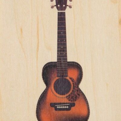 Postkarte aus Holz - in die wilde Gitarre