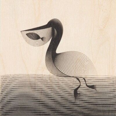 Carte postale en bois - animals pelican