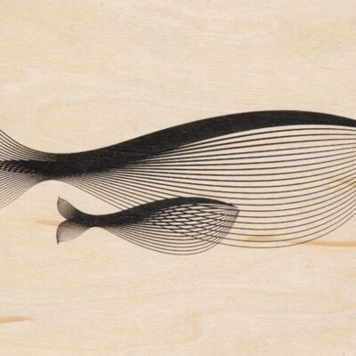 Carte postale en bois - animals whale