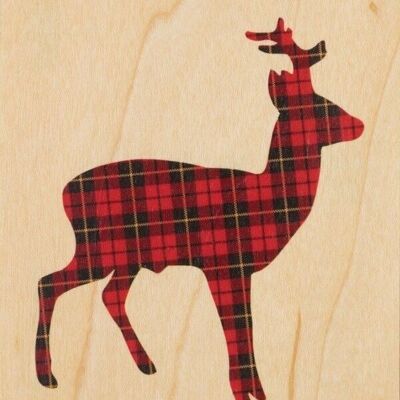 Postal de madera - tartán de ciervo