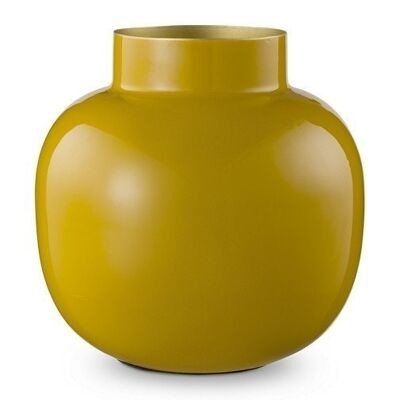 PIP - Mini round metal vase Yellow 10cm