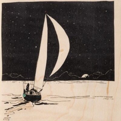 Carte postale en bois - ride sailing