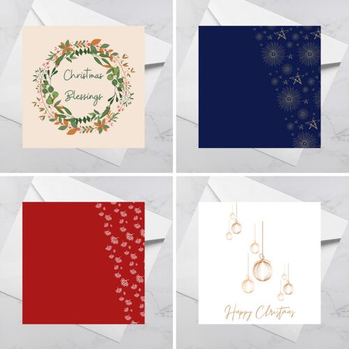 Eco Friendly Greeting Card Bundle – Christmas Collection | Recycled Paper, Blank Inside, Advent, Star, Bauble, Mistletoe,