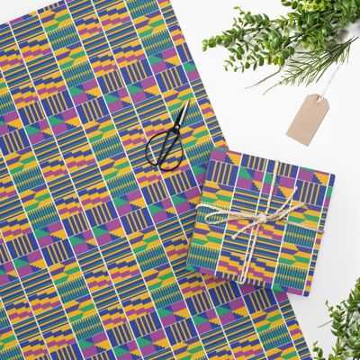 Confezione regalo di lusso – Kente Blue – Carta da regalo | Natale, Compleanno, Festa della mamma, Festa del papà, Artigianato, Album di ritagli, Africano, Ghana, Stampa