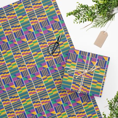 Luxury Gift Wrap – Kente Blue – Wrapping Paper | Christmas, Birthday, Mothers, Fathers Day, Craft, Scrapbook, African, Ghana, Print