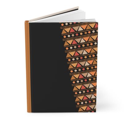 A5 Notizbuch – Mali Sands, Schwarz | Gefüttert, Hardcover Matt, Geschenk, Afrikanischer Schlamm-Stoff-Stil