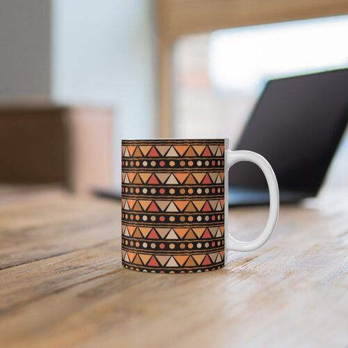 Ceramic Mug (11oz) – Mali Sands, Black | African Mud Cloth Style Print
