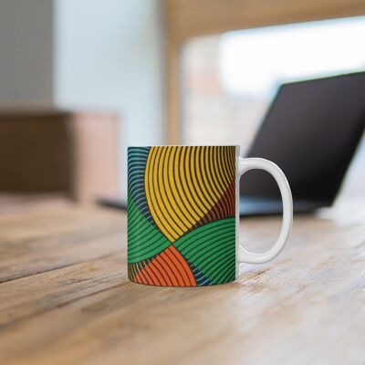 Taza de cerámica (11 oz) - Geo Swirl | Impresión africana de Ankara