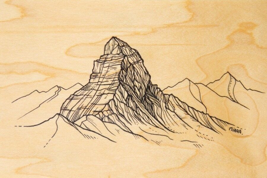 Wooden postcard - winter matterhorn