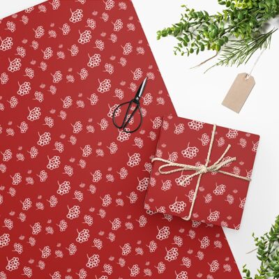 Luxus-Geschenkpapier – Beere, Rot – Geschenkpapier | Weihnachten, Mistel
