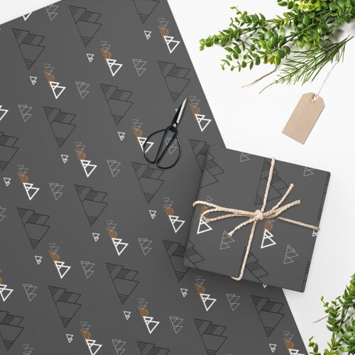 Luxury Gift Wrap – Mountain Black – Wrapping Paper | Christmas, Birthday, Mothers, Fathers Day, Craft, Scrapbook, Journal