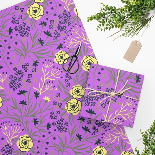 Luxury Gift Wrap – Purple Floral – Wrapping Paper | Christmas, Birthday, Mothers, Fathers Day, Craft, Scrapbook, Journal