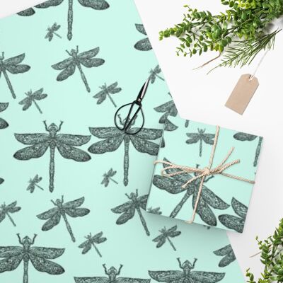 Luxury Gift Wrap – Dragonfly – Wrapping Paper | Christmas, Birthday, Mothers, Fathers Day, Craft, Scrapbook, Journal