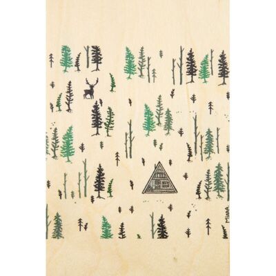 Carte postale en bois - winter foret