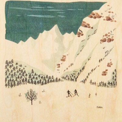 Carte postale en bois - winter freeride