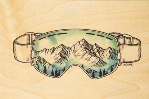 Carte postale en bois - winter goggle