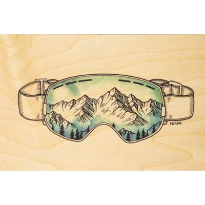 Carte postale en bois - winter goggle