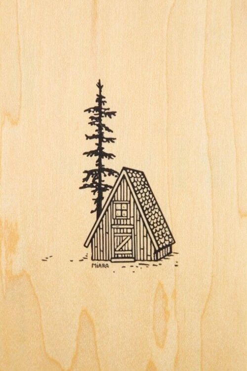 Carte postale en bois - winter refuge