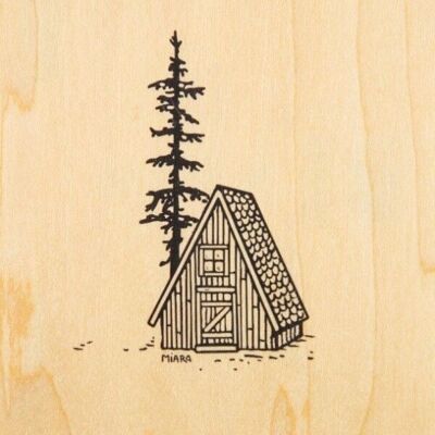 Cartolina in legno - rifugio invernale