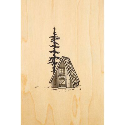 Carte postale en bois - winter refuge