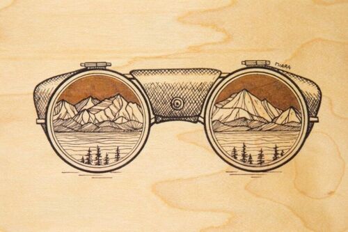 Carte postale en bois - winter sunglasses