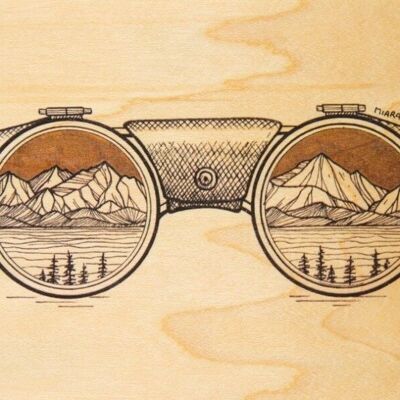 Postal de madera - gafas de sol de invierno