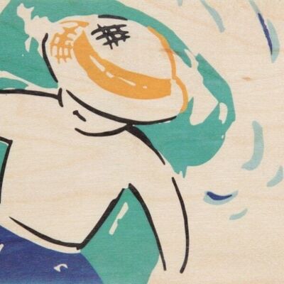 Carte postale en bois - swimmers airbed