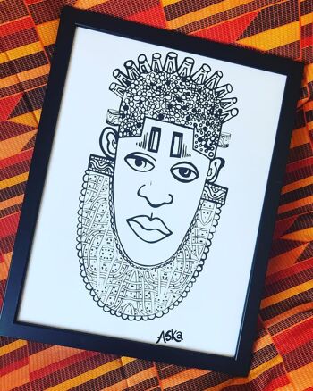 IDIA ancien africain inspiré A2 Giclée Art Print en blanc 1