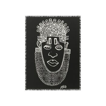 Idia Ancient African inspiré A3 Giclée Art Print en noir 2