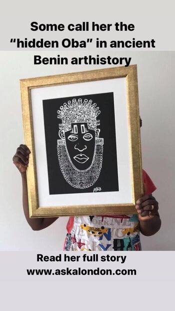 Idia Ancient African inspiré A3 Giclée Art Print en noir 4