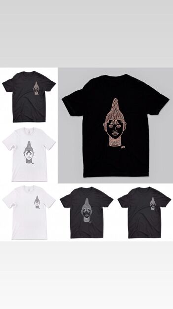 Iyoba Art Earth Positive - Crête de poitrine blanche sur t-shirt noir 2