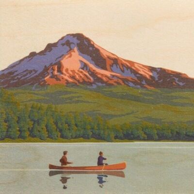 Carte postale en bois - vintage canoe bis