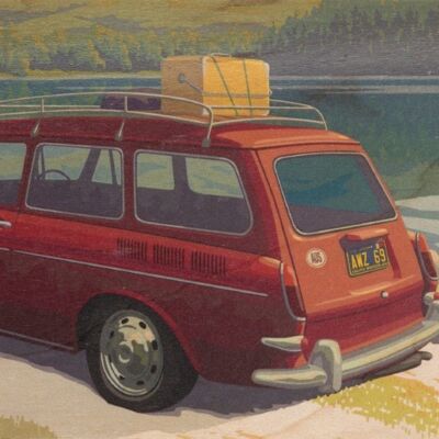 Carte postale en bois - vintage car