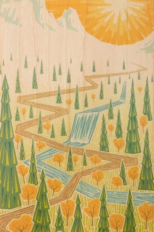 Carte postale en bois - vintage river