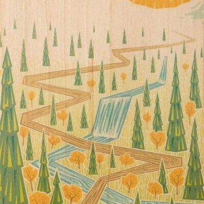 Cartolina in legno - fiume vintage