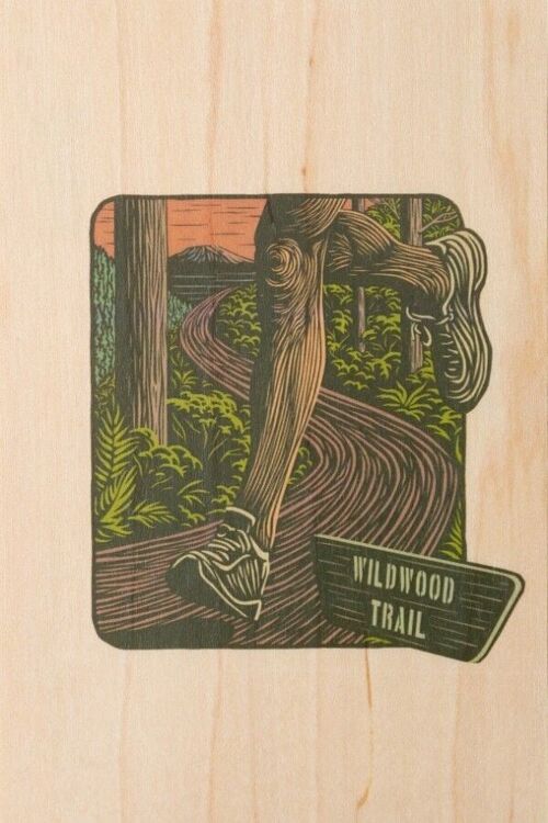 Carte postale en bois - vintage run