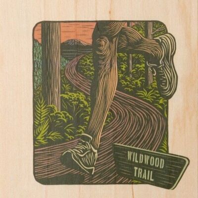Wooden postcard - vintage run