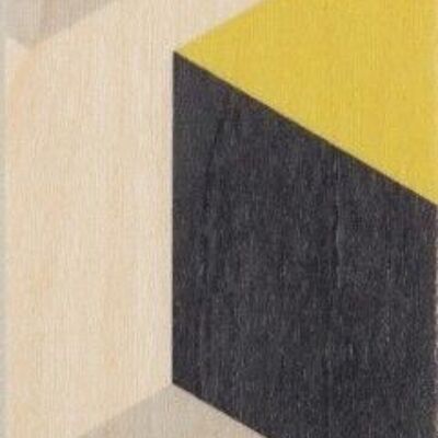 Marcapáginas de madera - cubismo gris negro amarillo grande