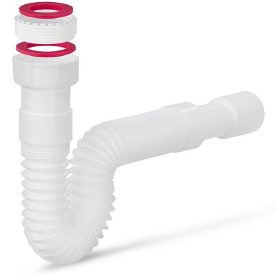 Flexibler Universal Ablaufschlauch | Siphon für Waschbecken und Küchenspülen | Ausziehbar von 330-690 mm