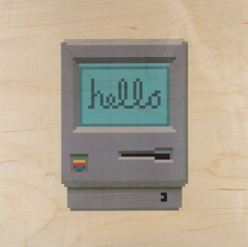 Poster en bois- hello 80's mac