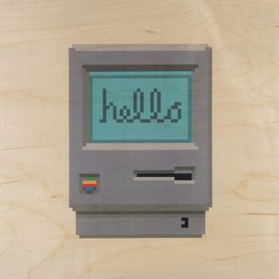Holzposter - Hallo 80er Mac
